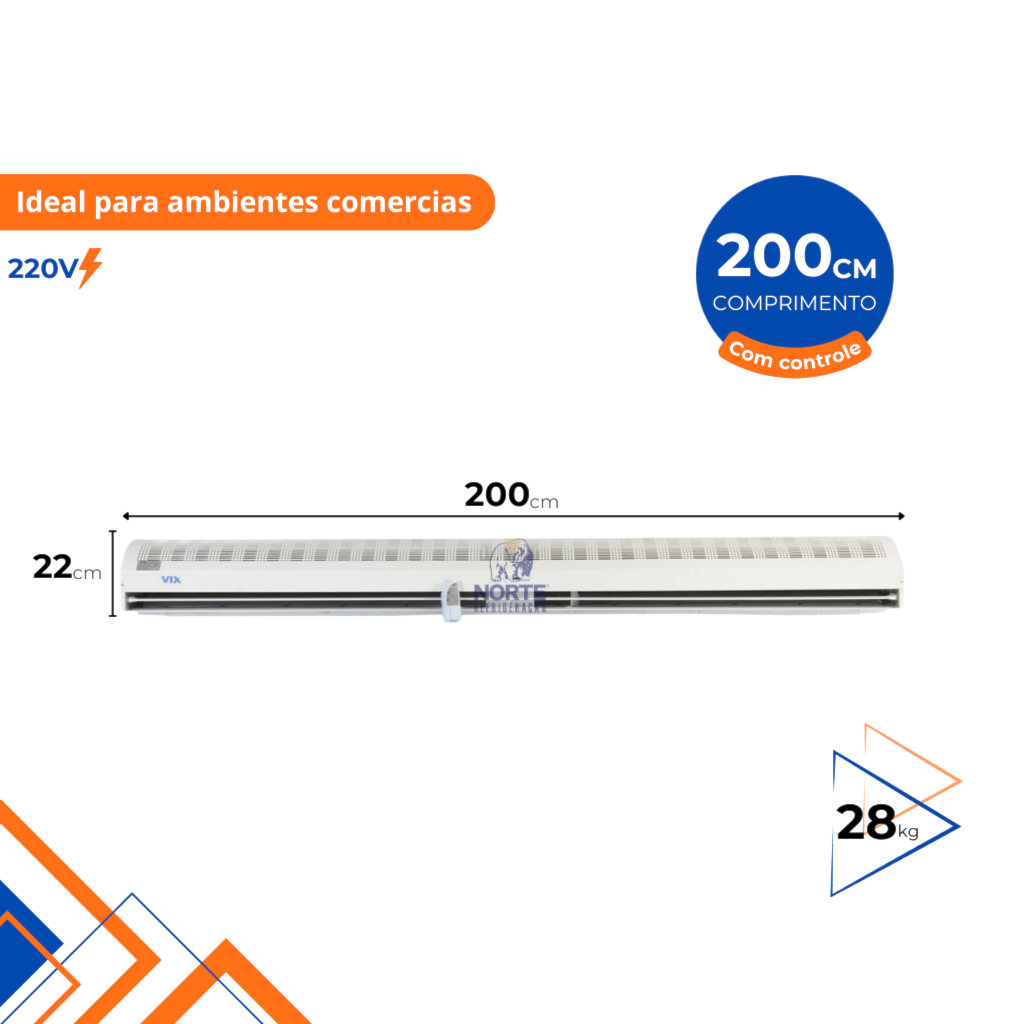 Cortina de Ar 200CM Vix Two Friovix 220V com Controle Remoto