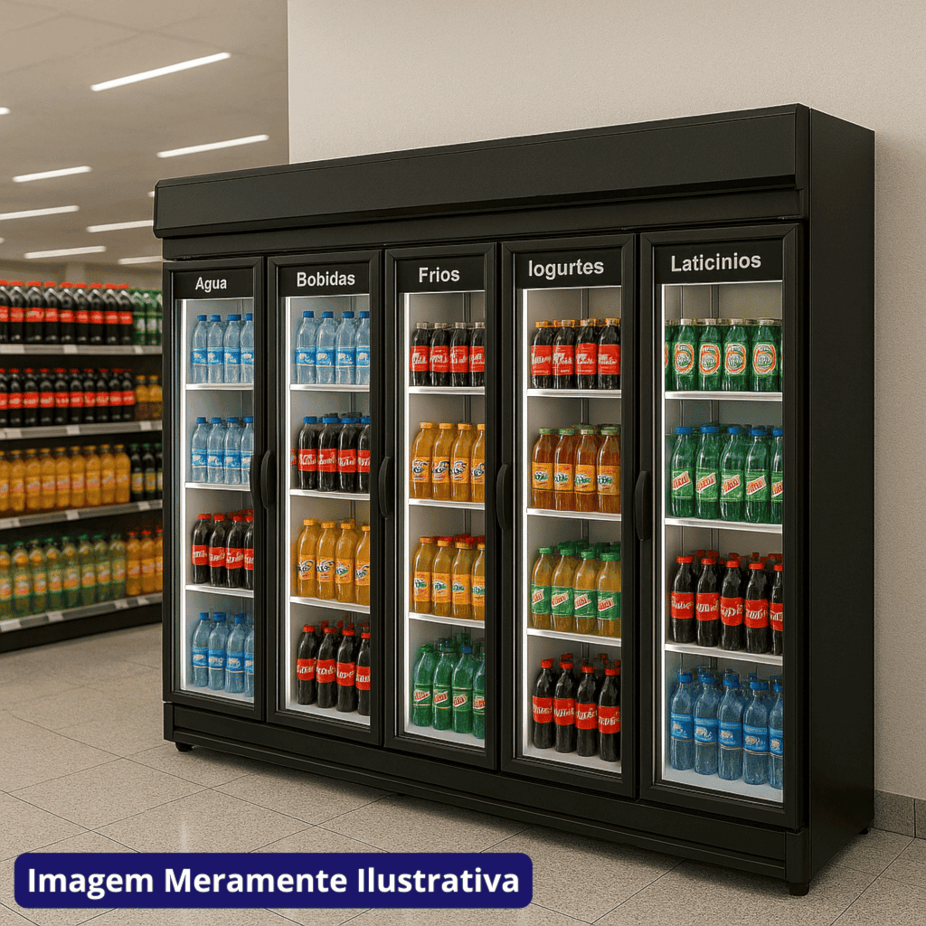 Expositor Vertical Refrigerado Auto Serviço 5 Portas 2100L ACFM