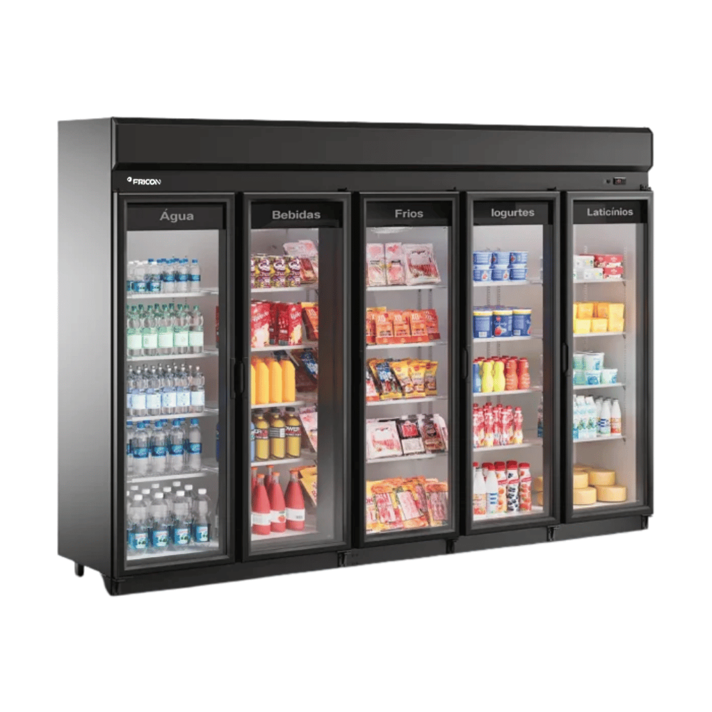 Expositor Vertical Refrigerado Auto Serviço 5 Portas 2100L ACFM