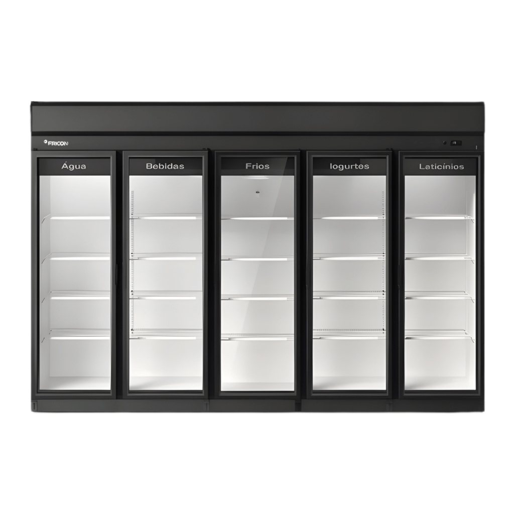 Expositor Vertical Refrigerado Auto Serviço 5 Portas 2100L ACFM