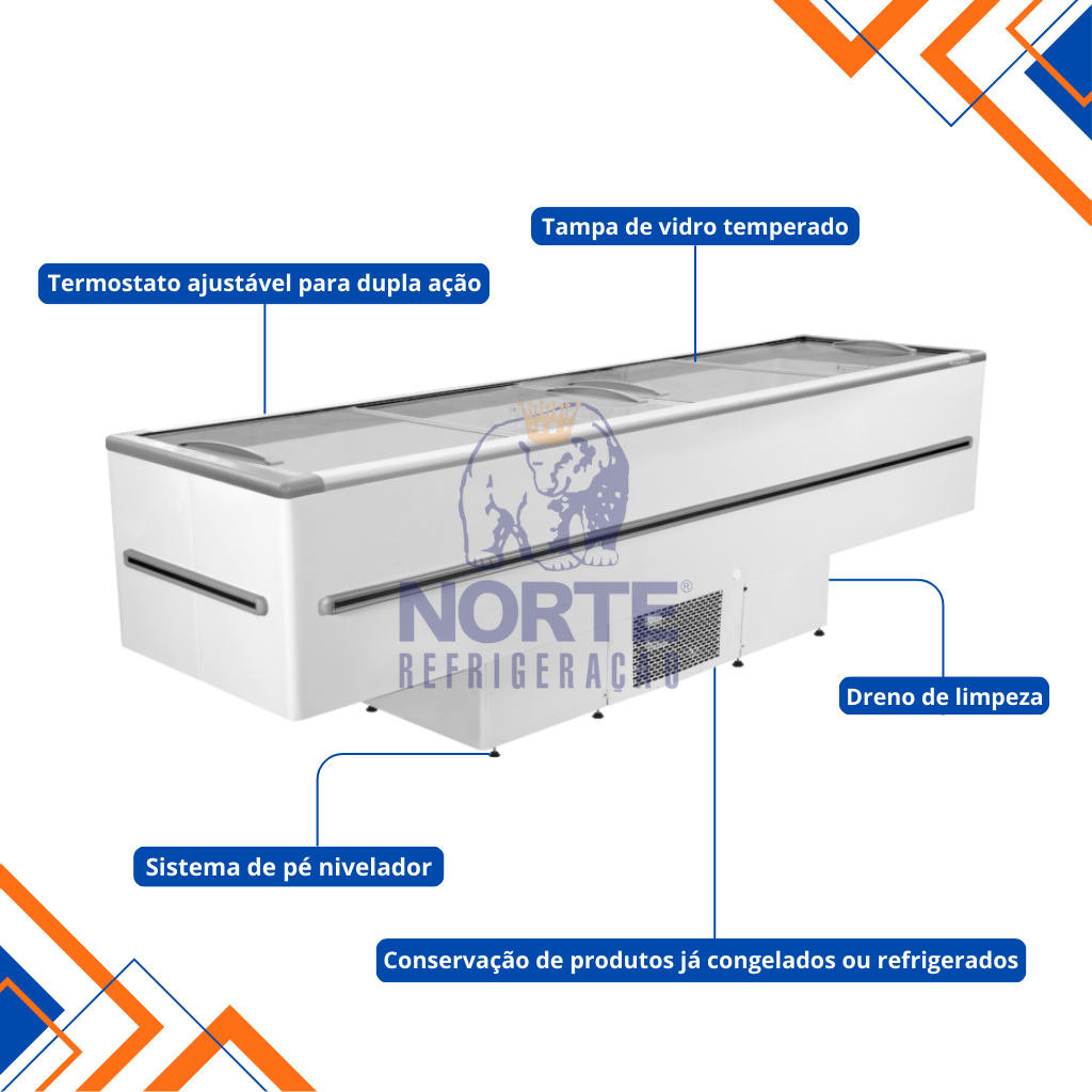 Ilha Expositora para Congelados 820L 300CM ICED-820-2V015 Fricon 220V