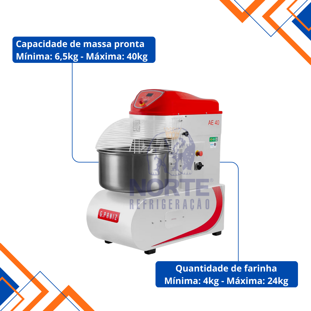 PAO様 Masseira Espiral 40KG 2 Velocidades Epóxi G.Paniz AE-40 380V Trifásica