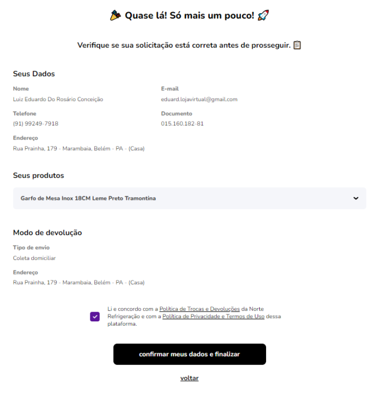 Finalizar Solicitação
